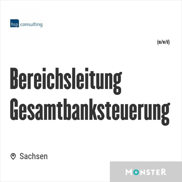 Bereichsleitung Gesamtbanksteuerung