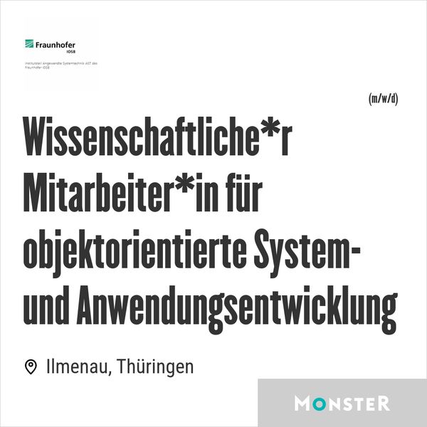 Wissenschaftliche*r Mitarbeiter*in für objektorientierte System- und Anwendungsentwicklung