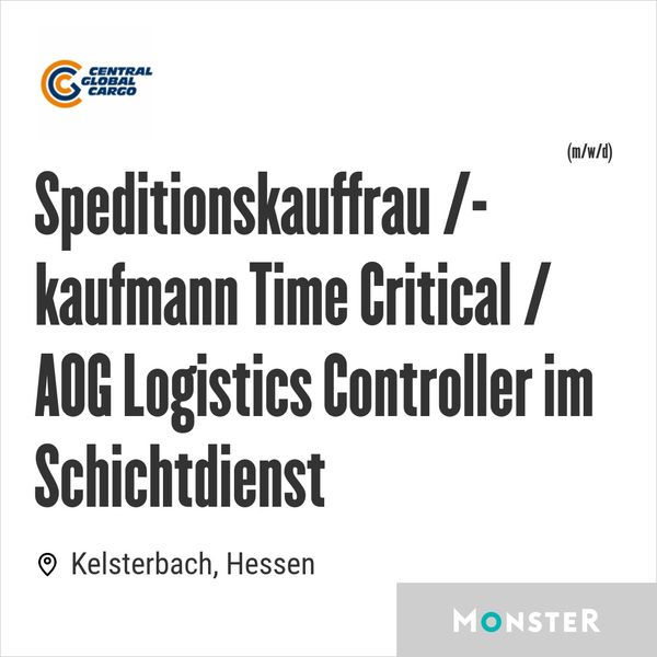 Speditionskauffrau /-kaufmann Time Critical / AOG Logistics Controller im Schichtdienst