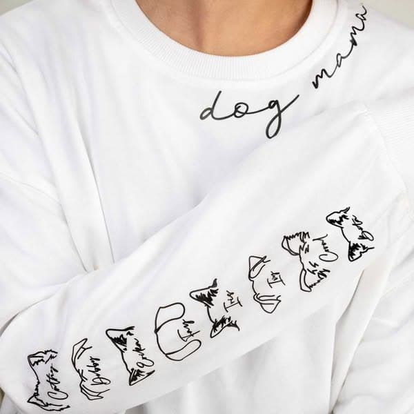 Custom Pet Mom/Dad Sweatshirt, Personalized Sweatshirt with Dog Cat Ears and Names on Sleeve, Men & Women Unisex Fit, Gift for Pet Lover/Owner