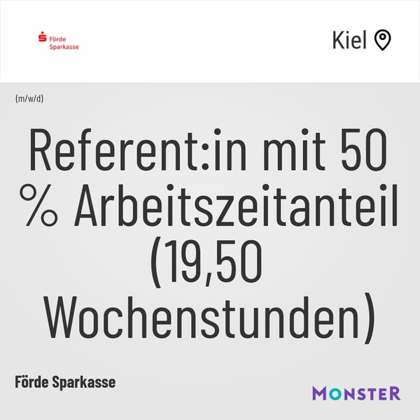 Referent:in mit 50 % Arbeitszeitanteil (19,50 Wochenstunden)