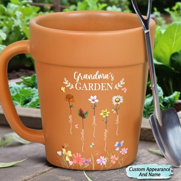 Grandma's Garden Birth Month Flower - Personalized Plant Pot Ceramic M