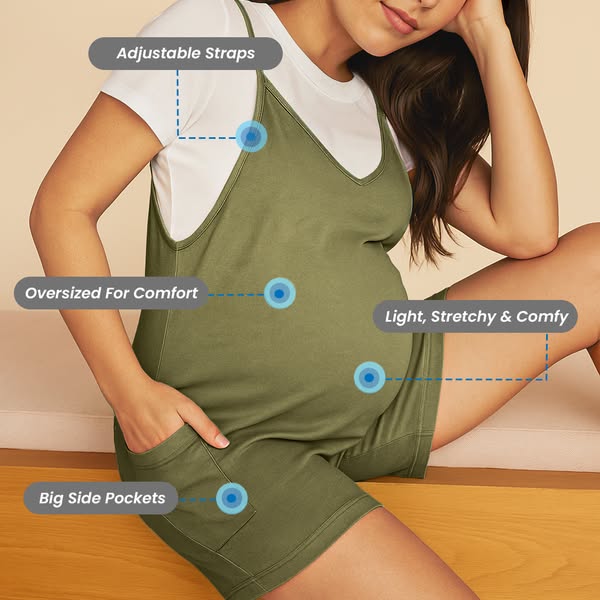 Oversized Jumpsuit Shorts - Maternity & Postpartum