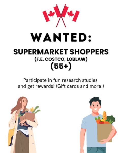 Wanted: Canadian shoppers (55+)! You can keep everything you receive!