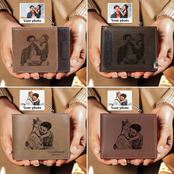 ❤️ Personalized Photo Leather Wallet for Dad/Husband
