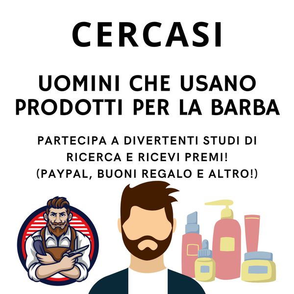 Stiamo cercando uomini che usano prodotti per la barba. Puoi tenere tutto quello che ottieni!