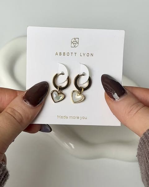 White Quartz Heart Huggies