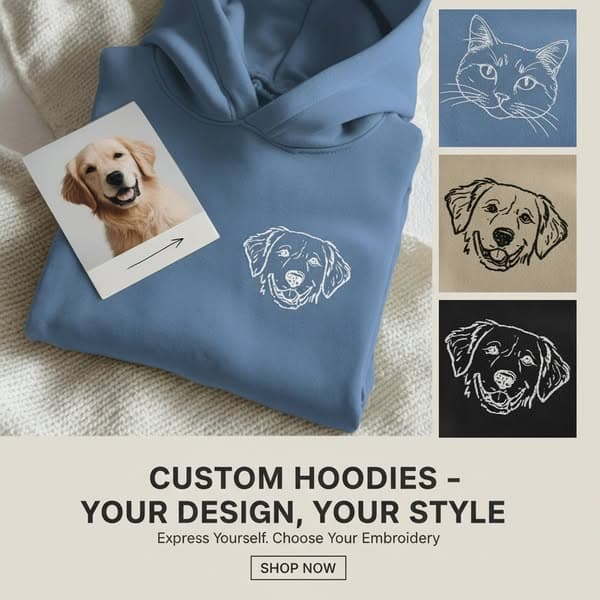 Personalized Embroidered Hoodie with Your Pet – Cozy & Unique ❤️