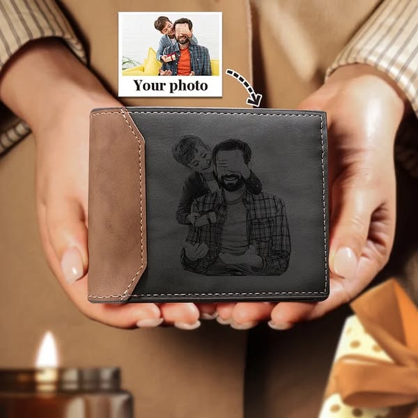 ❤️ Personalized Photo Leather Wallet for Husband/Dad/Grandpa