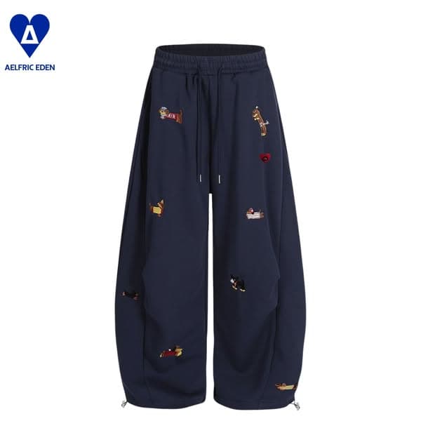 Aelfric Eden Embroidery Puppy Baggy Barrel Sweatpants