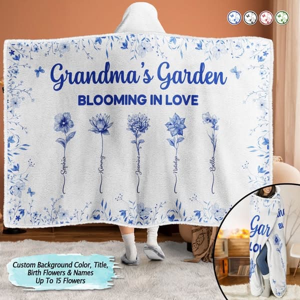 Grandma's Garden Blooming In Love Toile Birth Flower - Personalized We