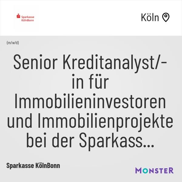 Senior Kreditanalyst/-in für Immobilieninvestoren und Immobilienprojekte bei der Sparkass...