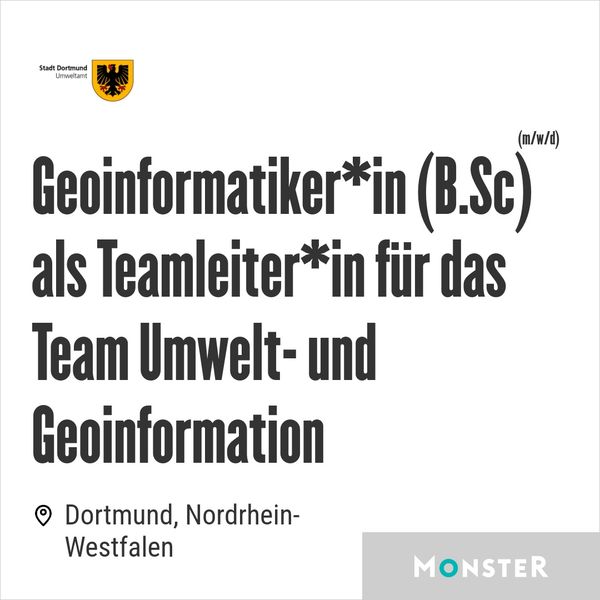 Geoinformatiker*in (B.Sc) als Teamleiter*in für das Team Umwelt- und Geoinformation