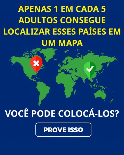 A maioria dos adultos não consegue passar da pergunta nº 6 deste teste de geografia