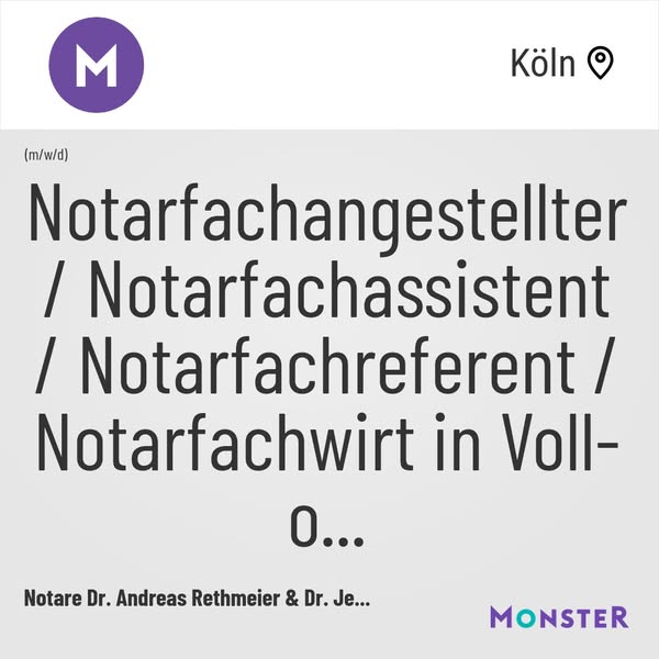 Notarfachangestellter / Notarfachassistent / Notarfachreferent / Notarfachwirt in Voll- o...