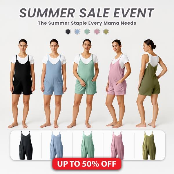 Oversized Jumpsuit Shorts - Maternity & Postpartum
