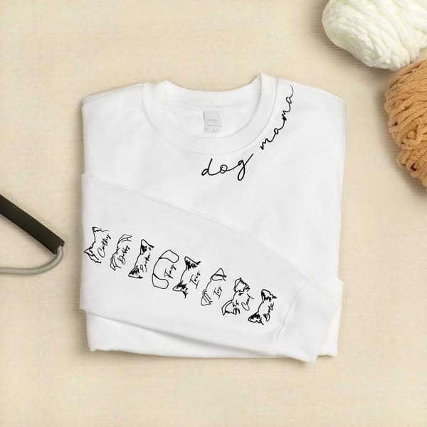 Custom Pet Mom/Dad Sweatshirt, Personalized Sweatshirt with Dog Cat Ears and Names on Sleeve, Men & Women Unisex Fit, Gift for Pet Lover/Owner