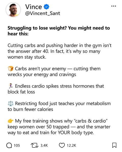 🔥 [FREE Training] Eat CARBS to Drop Sizes After 50(!?)