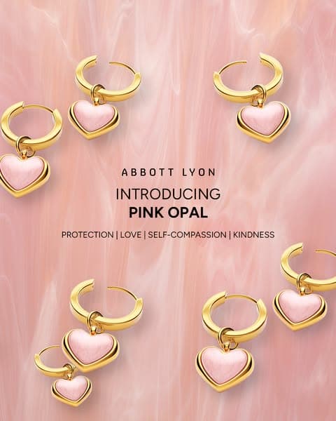 Pink Opal Heart Huggies 🩷
