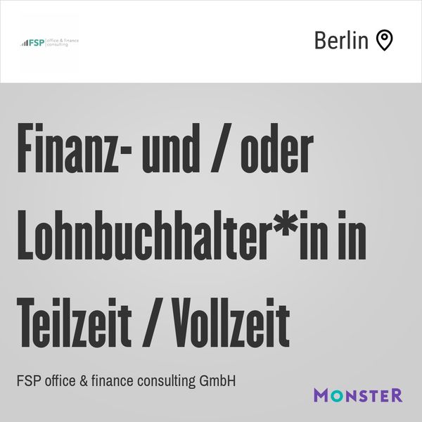 Finanz- und / oder Lohnbuchhalter*in in Teilzeit / Vollzeit