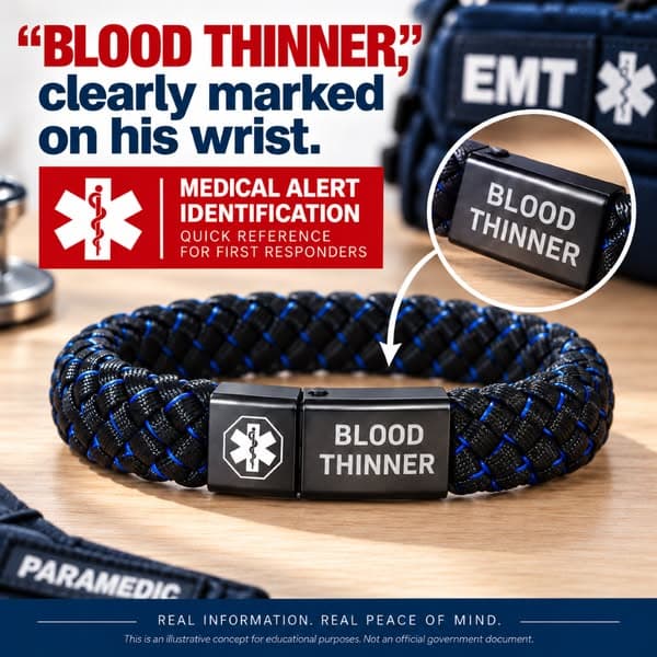 Men’s Blood Thinner Medical Alert Bracelet