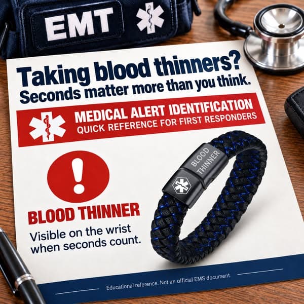 Men’s Blood Thinner Medical Alert Bracelet