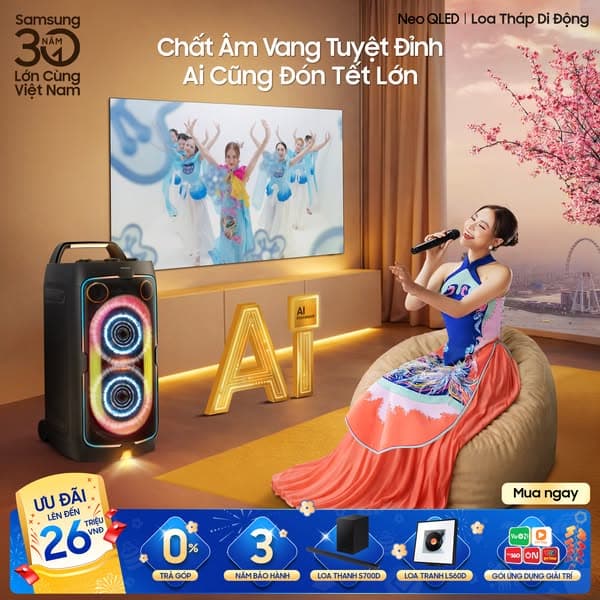 Vui Tết Sống Động, Mua Samsung TV Neo QLED cùng Loa Tháp Di Động