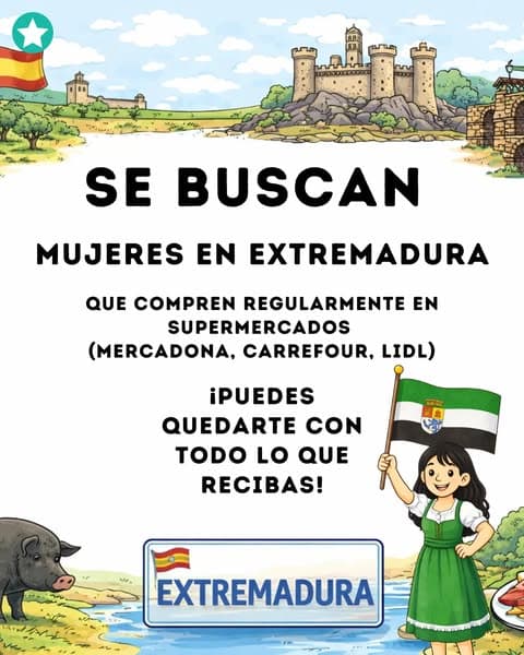 ‼️Se buscan: mujeres en Extremadura. ¡Reciba recompensas por participar!💰