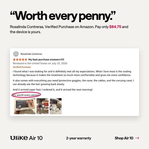 Say Goodbye to Hair - Shop Ulike Air10’s Fast & Painless Hair Removal Now!
