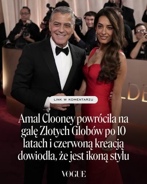 Amal Clooney powróciła na galę Złotych Globów po 10 latach i czerwoną kreacją dowiodła, że jest ikoną stylu