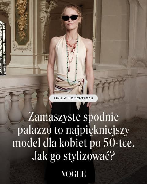 Zamaszyste i kobiece spodnie palazzo to najpiękniejszy model dla kobiet po 50-tce. Jak go stylizować?