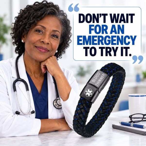 Men’s Blood Thinner Medical Alert Bracelet