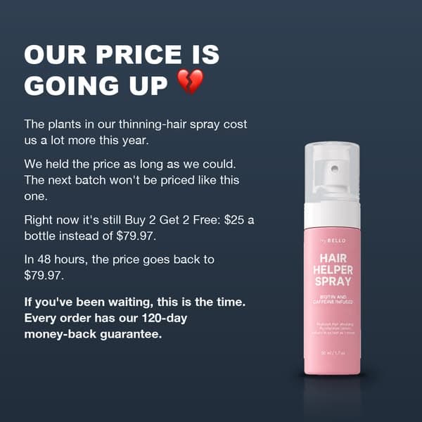 Our price goes up in 48 hours