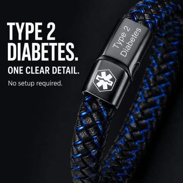 Men’s Diabetes Medical Alert Bracelet