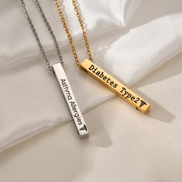 Personalized Medical Alert Bar Necklace