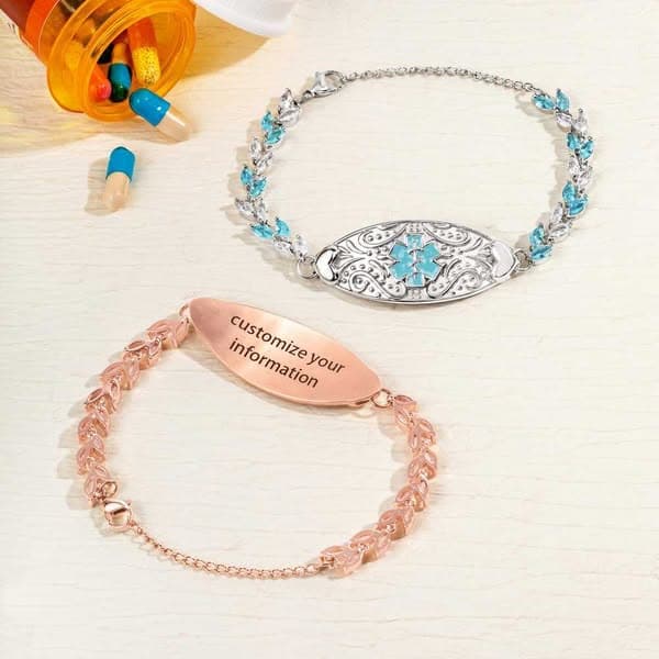 Personalized Zircon Medical ID Bracelet