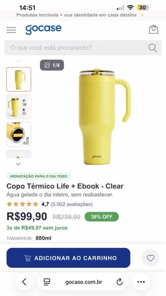 🔥 INÉDITO! Copo Life a partir de R$99,90!