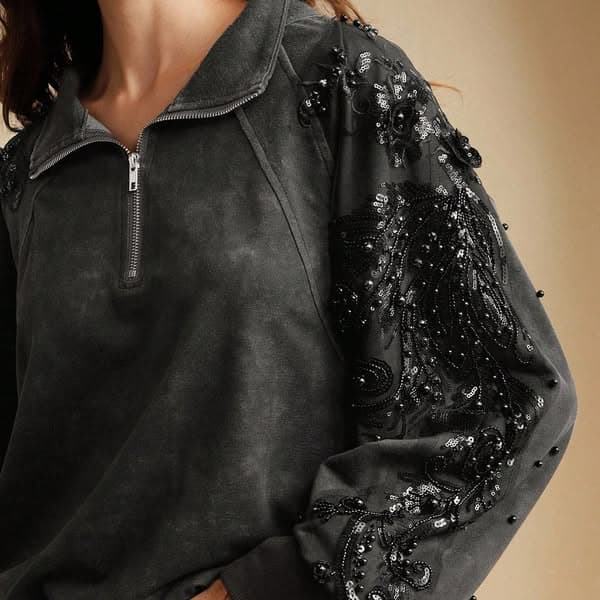 Anewsta Sudadera Negra Con Parches Para Mujer Con Capucha Oversize Cómoda Manga Raglán Tejido De Punto Cuello Redondo Elegante Chic Otoño In