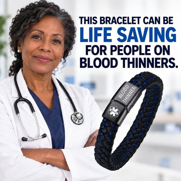 Men’s Blood Thinner Medical Alert Bracelet