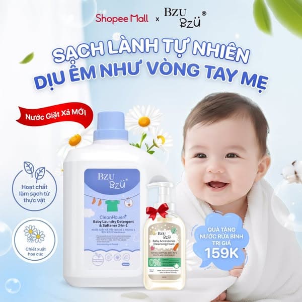 🌿 LẦN ĐẦU RA MẮT – NƯỚC GIẶT XẢ 2IN1 BZU BZU 🌿
