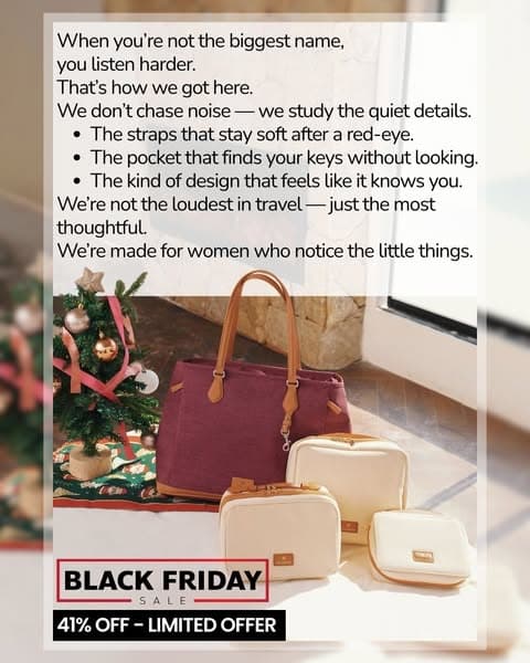 Travel calm. Look sharp. Save 41% this Black Friday.