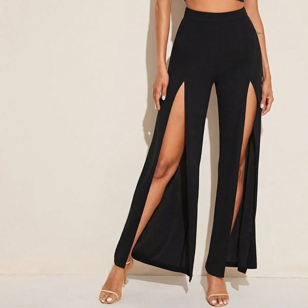 SHEIN Pantaloni ampi con spacchi laterali con zip