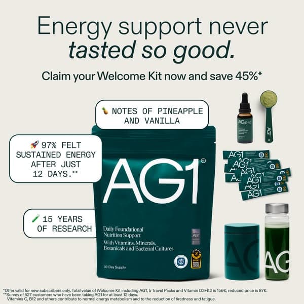 Step Into May: Save 45% on your AG1 Welcome Kit
